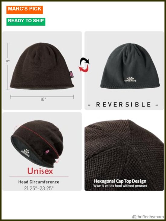 Winter Beanie Hat Fleece Lined Reversible Skull Cap Unisex Warm Knit Cap main image 5